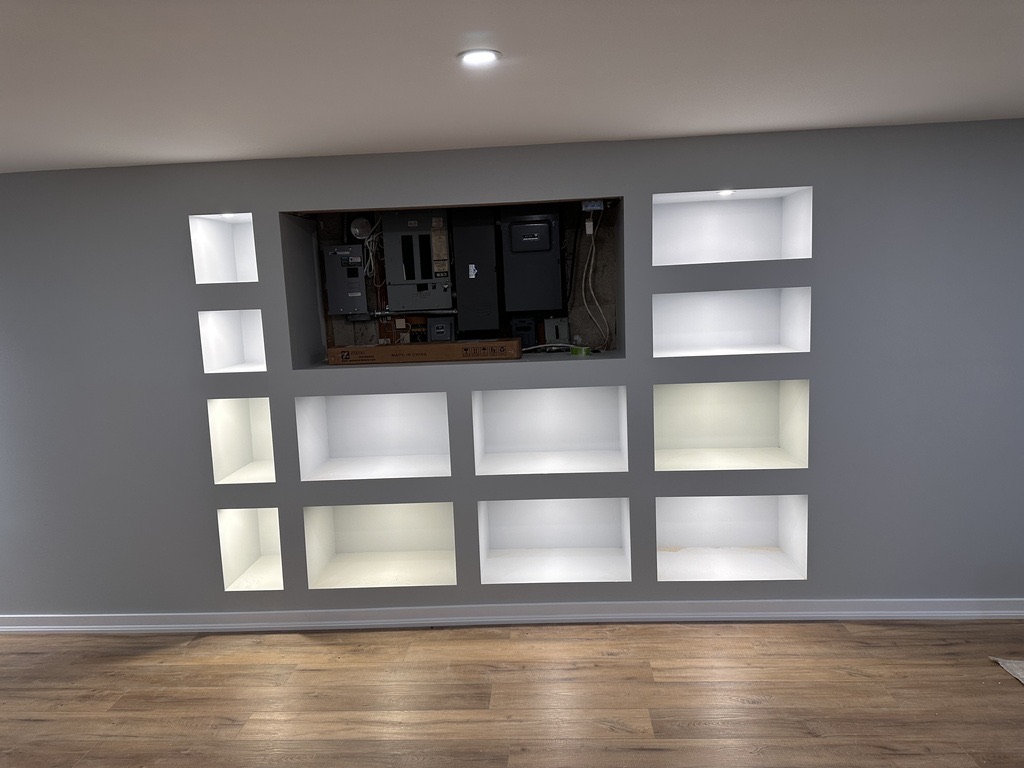 Recessed lighting in built-in wall niches